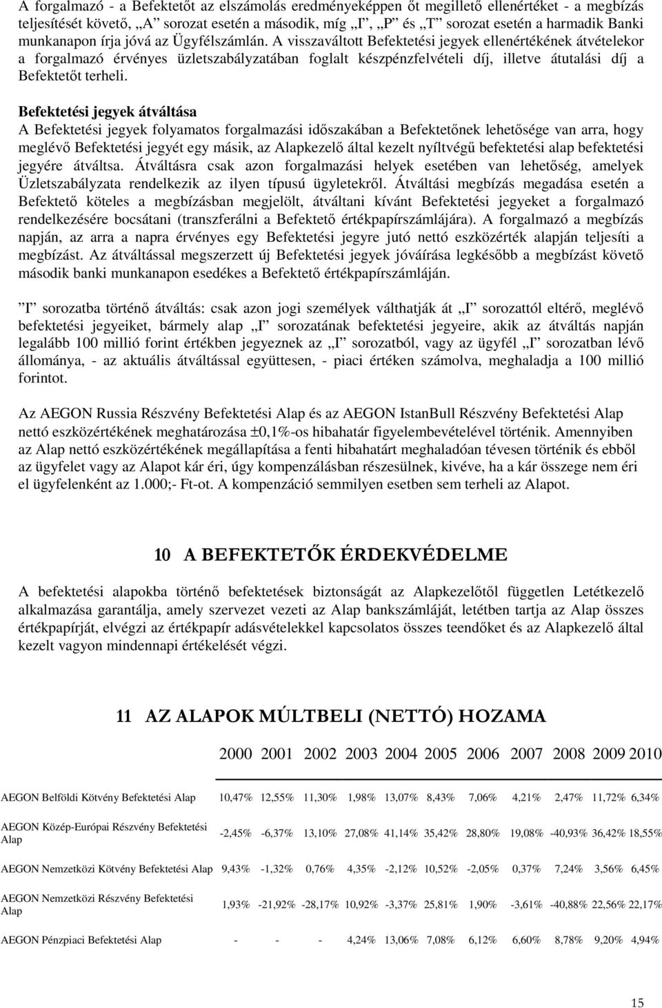 A visszaváltott Befektetési jegyek ellenértékének átvételekor a forgalmazó érvényes üzletszabályzatában foglalt készpénzfelvételi díj, illetve átutalási díj a Befektetıt terheli.