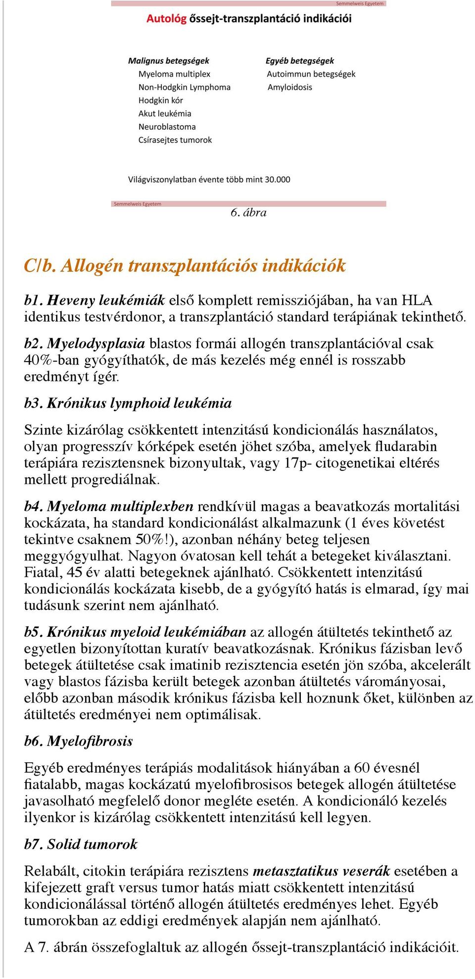 Krónikus lymphoid leukémia Szinte kizárólag csökkentett intenzitású kondicionálás használatos, olyan progresszív kórképek esetén jöhet szóba, amelyek fludarabin terápiára rezisztensnek bizonyultak,