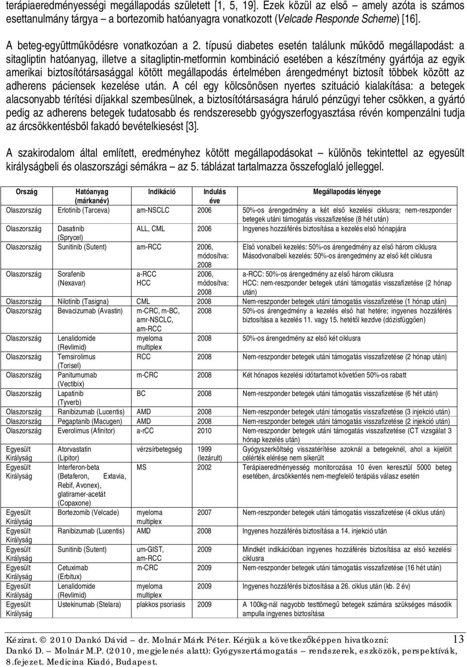 típusú diabetes esetén találunk működő megállapodást: a sitagliptin hatóanyag, illetve a sitagliptin-metformin kombináció esetében a készítmény gyártója az egyik amerikai biztosítótársasággal kötött