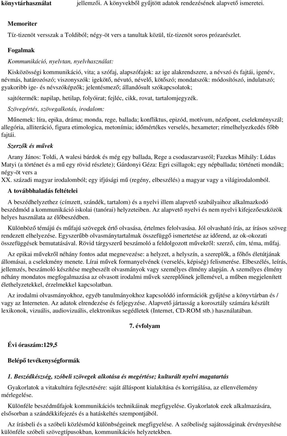 névutó, névelő, kötőszó; mondatszók: módosítószó, indulatszó; gyakoribb ige és névszóképzők; jelentésmező; állandósult szókapcsolatok; sajtótermék: napilap, hetilap, folyóirat; fejléc, cikk, rovat,