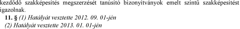 igazolnak. 11. (1) Hatályát vesztette 2012.