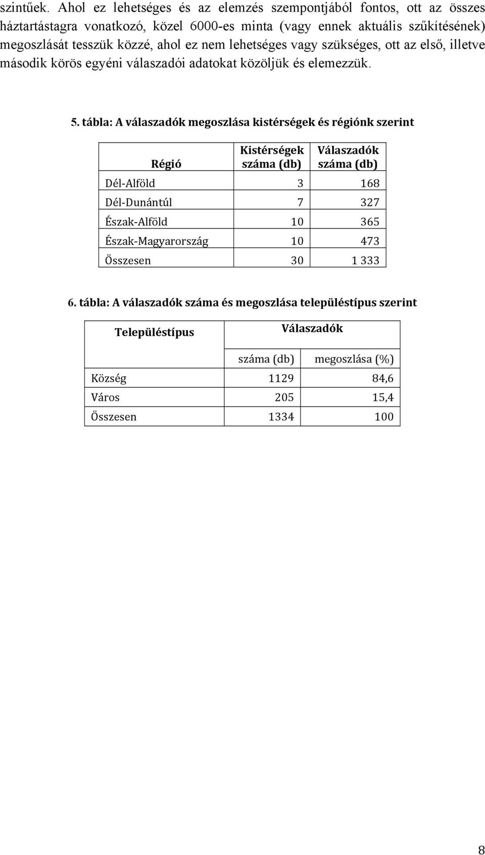 közzé, ahol ez nem lehetséges vagy szükséges, ott az első, illetve második körös egyéni válaszadói adatokat közöljük és elemezzük. 5.