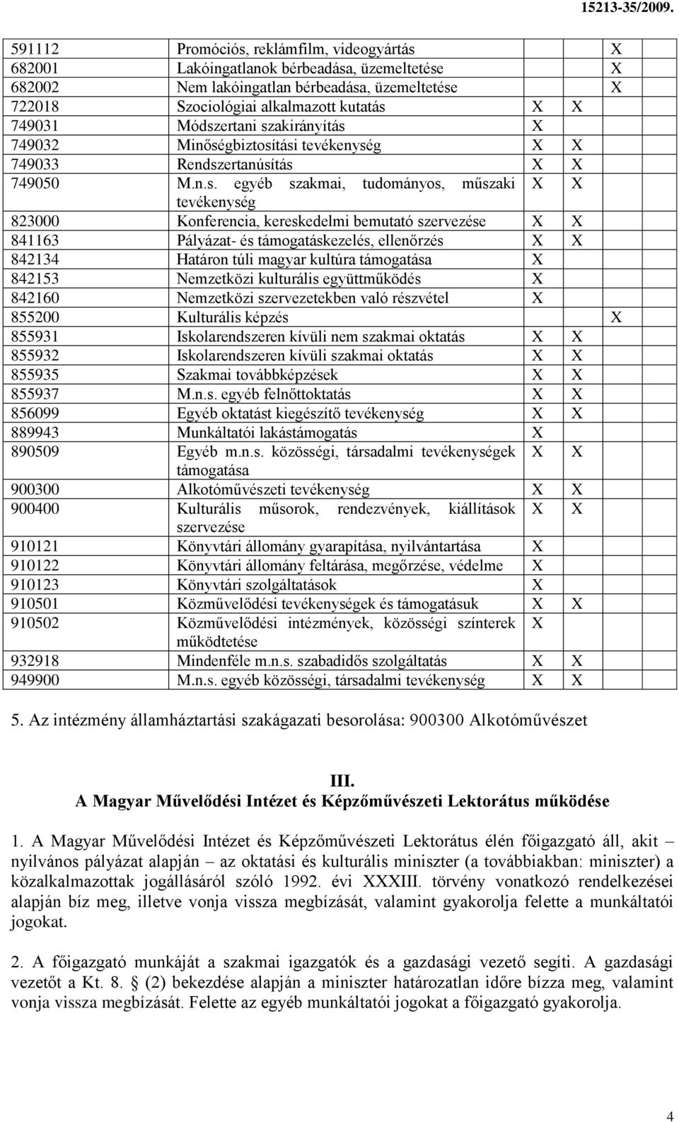 bemutató szervezése X X 841163 Pályázat- és támogatáskezelés, ellenőrzés X X 842134 Határon túli magyar kultúra támogatása X 842153 Nemzetközi kulturális együttműködés X 842160 Nemzetközi