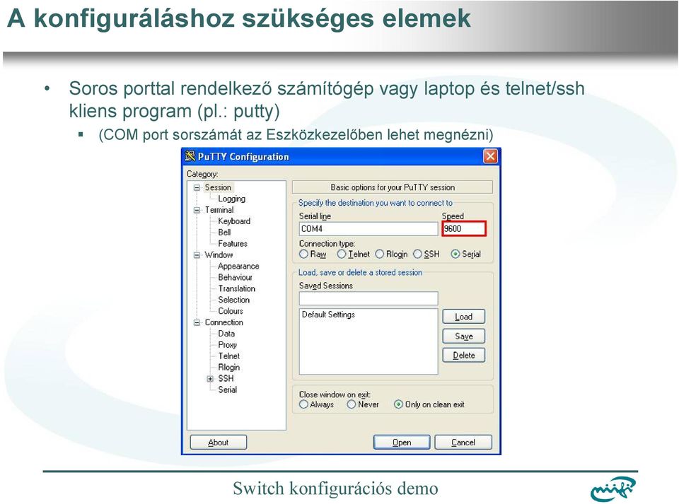 telnet/ssh kliens program (pl.