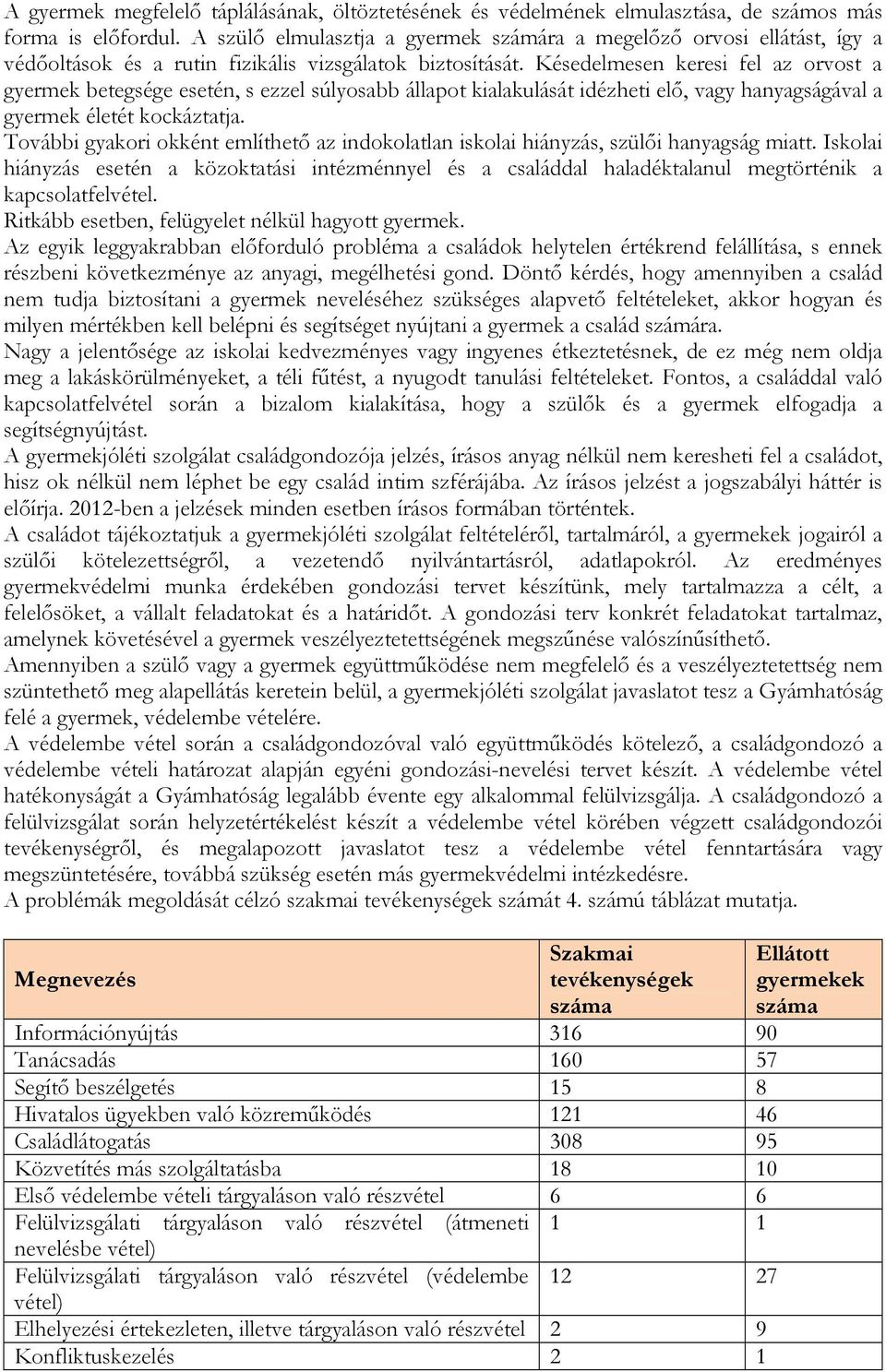 Késedelmesen keresi fel az orvost a gyermek betegsége esetén, s ezzel súlyosabb állapot kialakulását idézheti elő, vagy hanyagságával a gyermek életét kockáztatja.