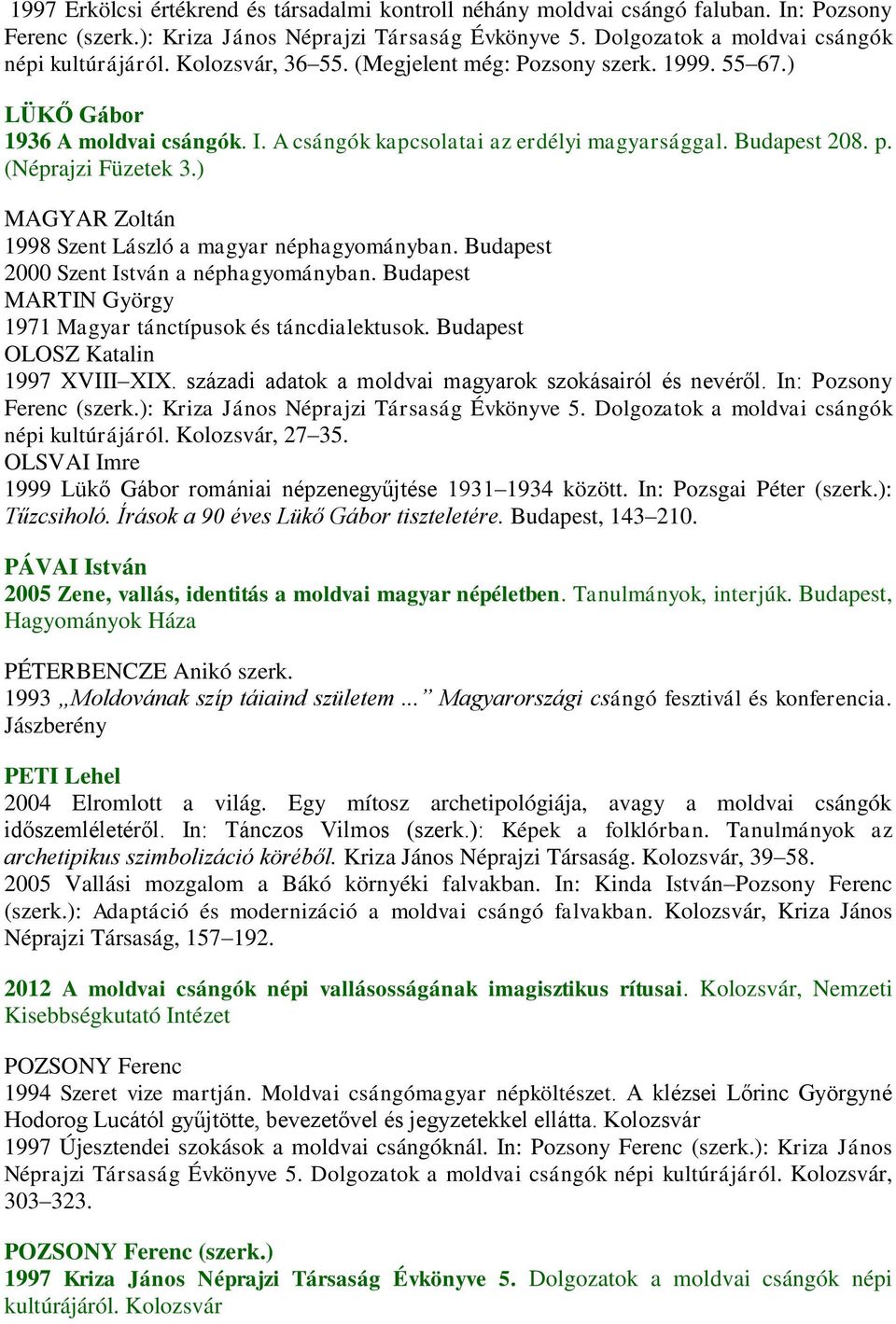 ) MAGYAR Zoltán 1998 Szent László a magyar néphagyományban. Budapest 2000 Szent István a néphagyományban. Budapest MARTIN György 1971 Magyar tánctípusok és táncdialektusok.