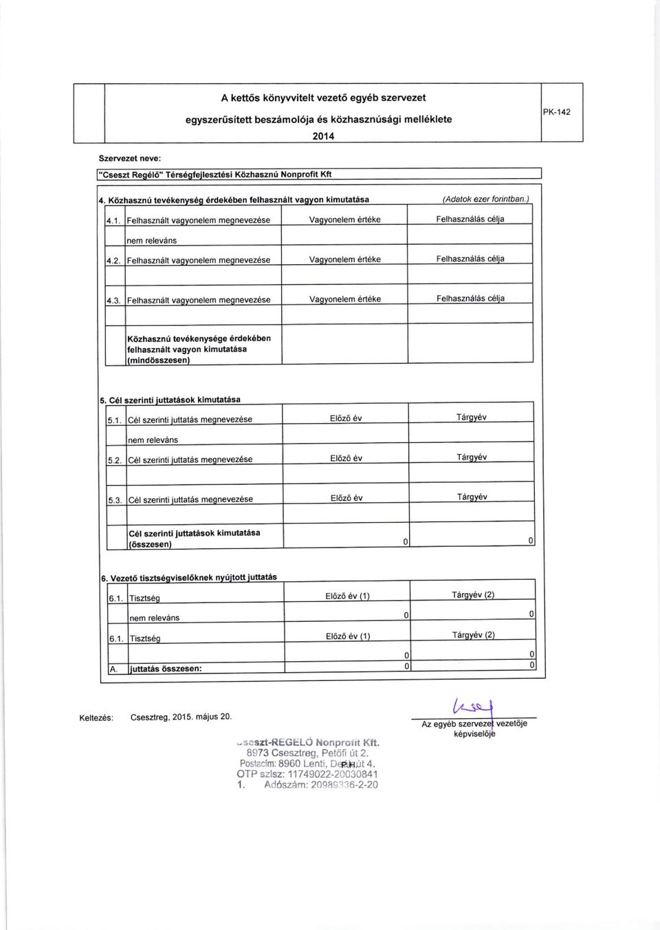 mejus 20. -se3zt-regelo Nonprotrt Kft. 8973 Csesztreg, Pet6fi [t 2.