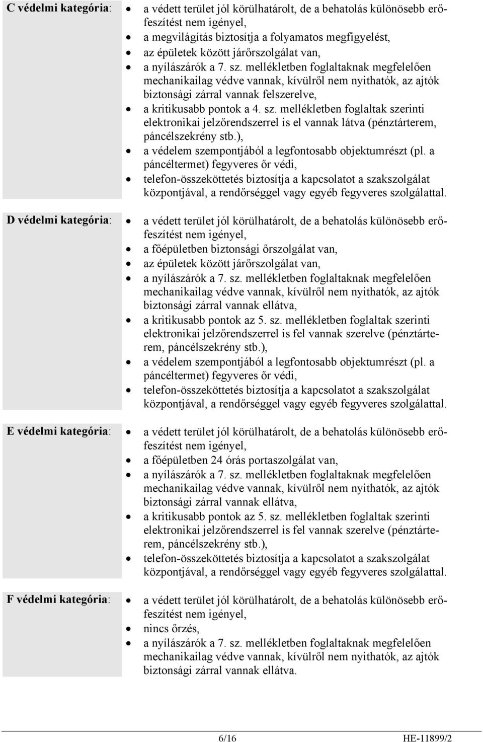 mellékletben foglaltaknak megfelelően mechanikailag védve vannak, kívülről nem nyithatók, az ajtók biztonsági zárral vannak felszerelve, a kritikusabb pontok a 4. sz.