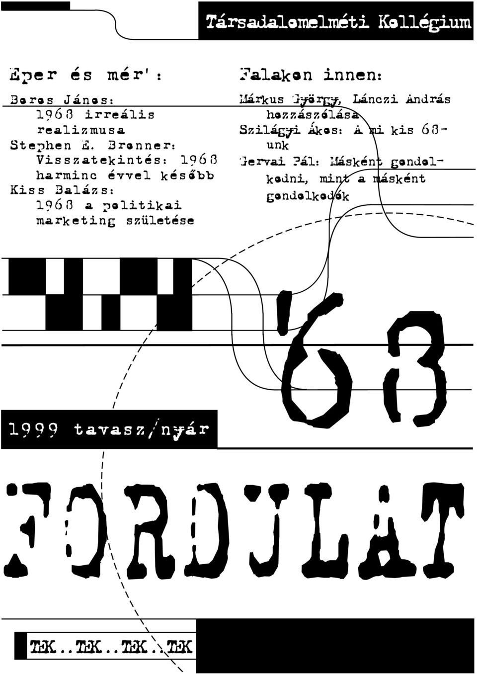 születése 1999 tavasz/nyár Falakon innen: Márkus György, Lánczi András hozzászólása Szilágyi