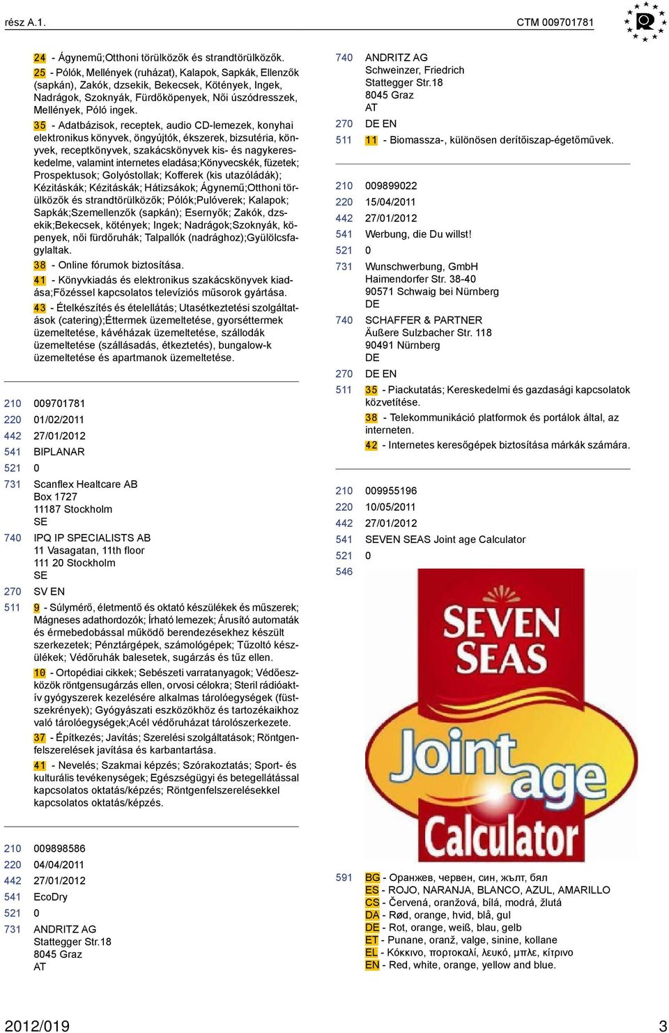 35 - Adatbázisok, receptek, audio CD-lemezek, konyhai elektronikus könyvek, öngyújtók, ékszerek, bizsutéria, könyvek, receptkönyvek, szakácskönyvek kis- és nagykereskedelme, valamint internetes