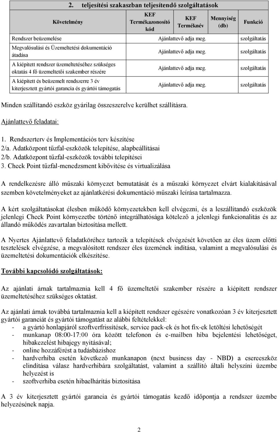 szakember részére A kiépített és beüzemelt rendszerre 3 év kiterjesztett gyártói garancia és gyártói támogatás Minden szállítandó eszköz gyárilag összeszerelve kerülhet szállításra.