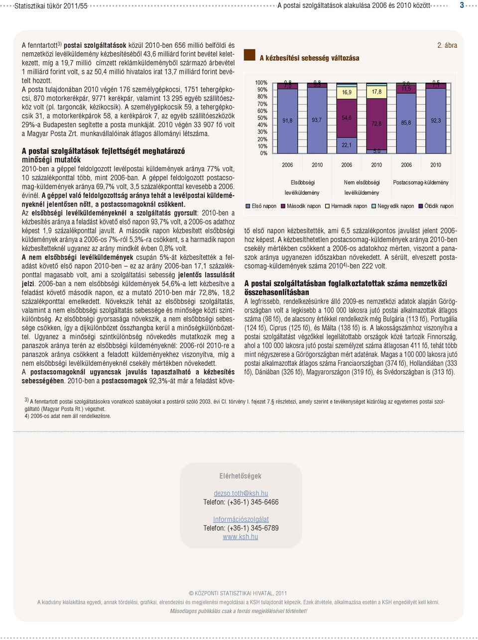 bevételt hozott. A posta tulajdonában 2010 végén 176 személygépkocsi, 1751 tehergépkocsi, 870 motorkerékpár, 9771 kerékpár, valamint 13 295 egyéb szállítóeszköz volt (pl. targoncák, kézikocsik).