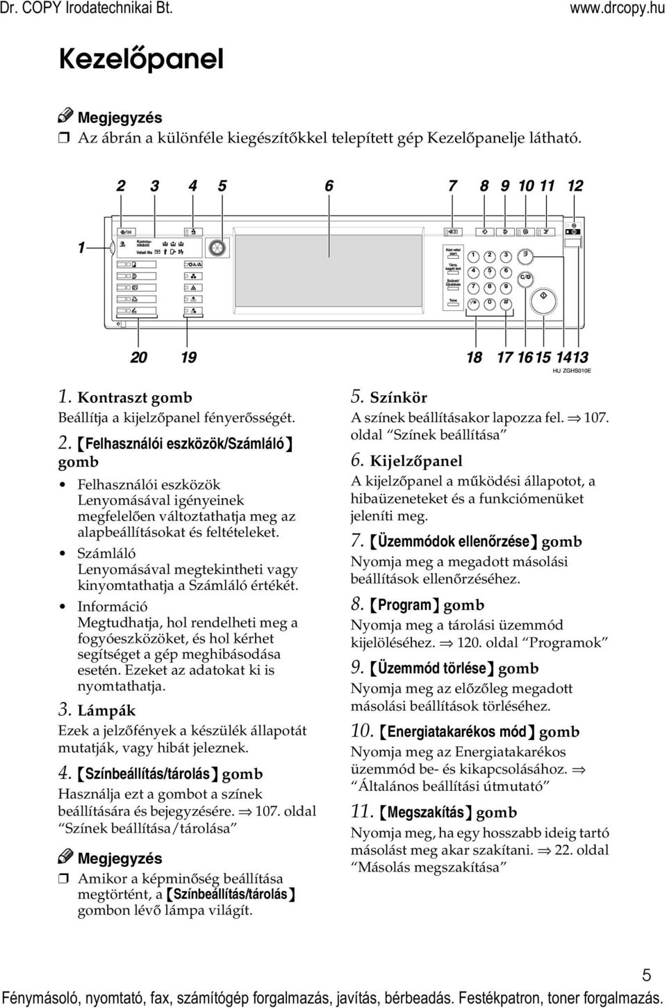 Számláló Lenyomásával megtekintheti vagy kinyomtathatja a Számláló értékét. Információ Megtudhatja, hol rendelheti meg a fogyóeszközöket, és hol kérhet segítséget a gép meghibásodása esetén.