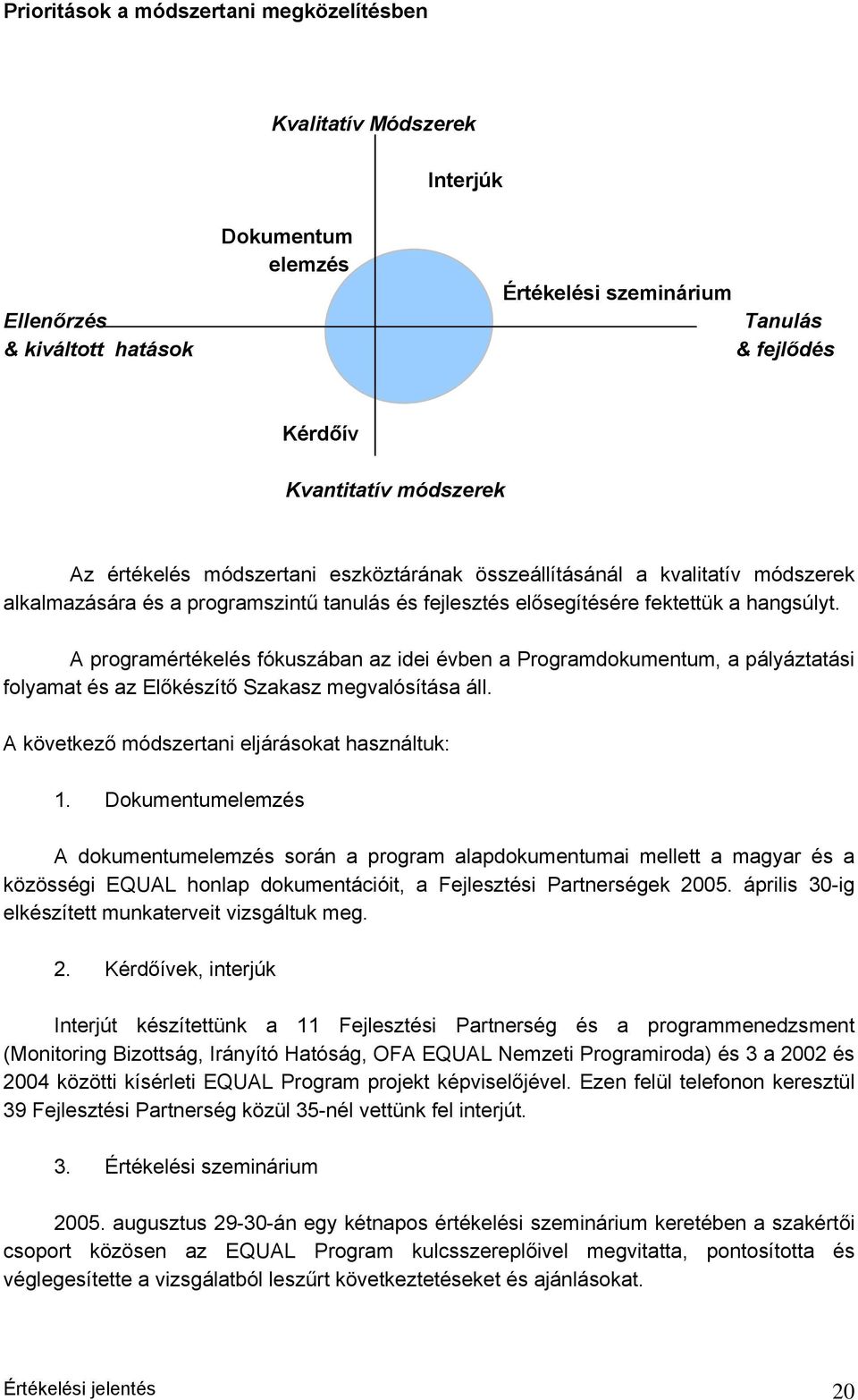 A programértékelés fókuszában az idei évben a Programdokumentum, a pályáztatási folyamat és az Előkészítő Szakasz megvalósítása áll. A következő módszertani eljárásokat használtuk: 1.