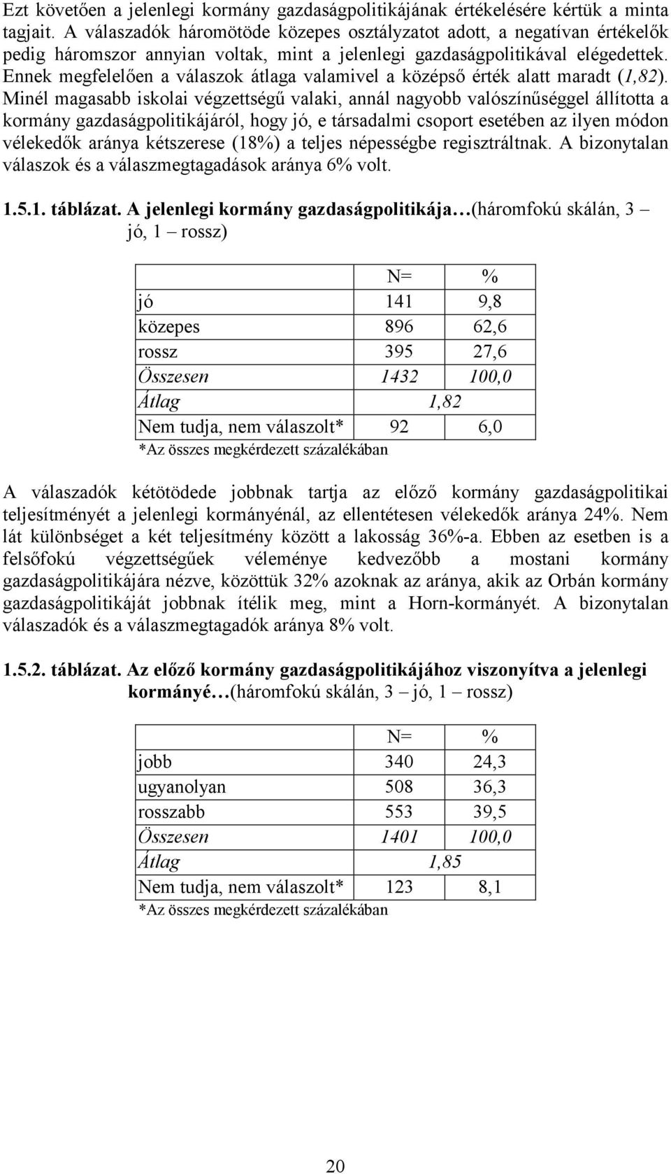 Ennek megfelelően a válaszok átlaga valamivel a középső érték alatt maradt (1,82).