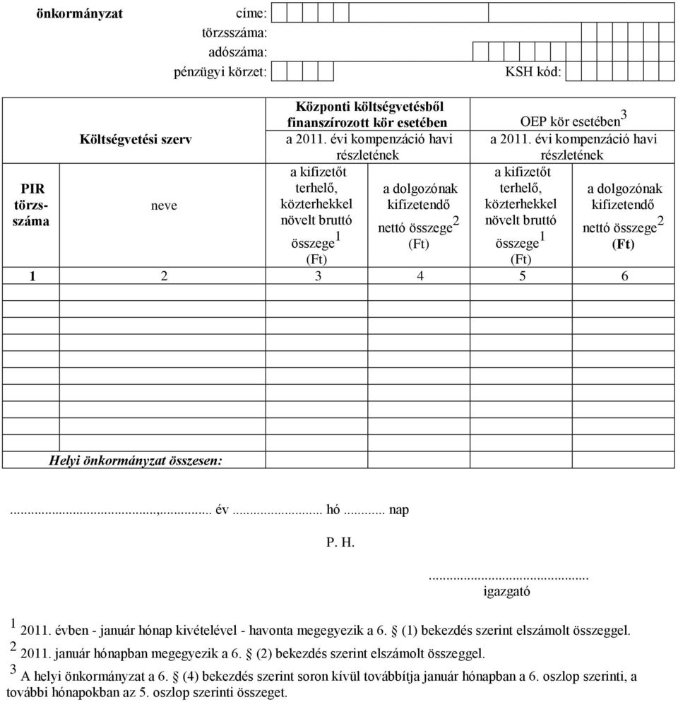 évi kompenzáció havi részletének részletének a kifizetőt a kifizetőt terhelő, a dolgozónak terhelő, a dolgozónak közterhekkel kifizetendő közterhekkel kifizetendő növelt bruttó összege 1 nettó