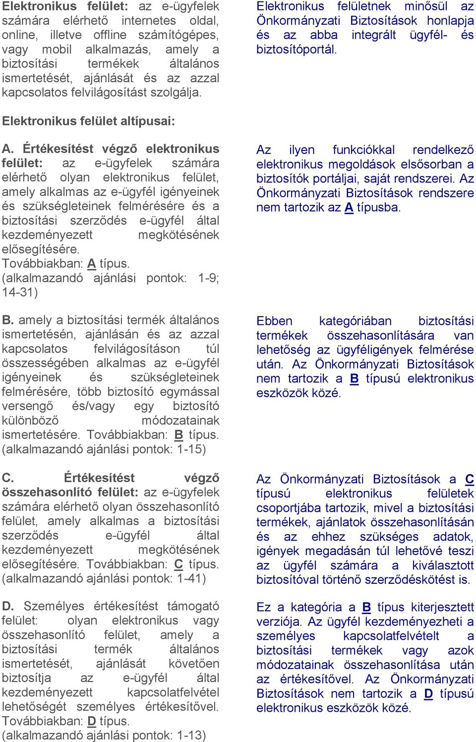 Elektronikus felület altípusai: A.