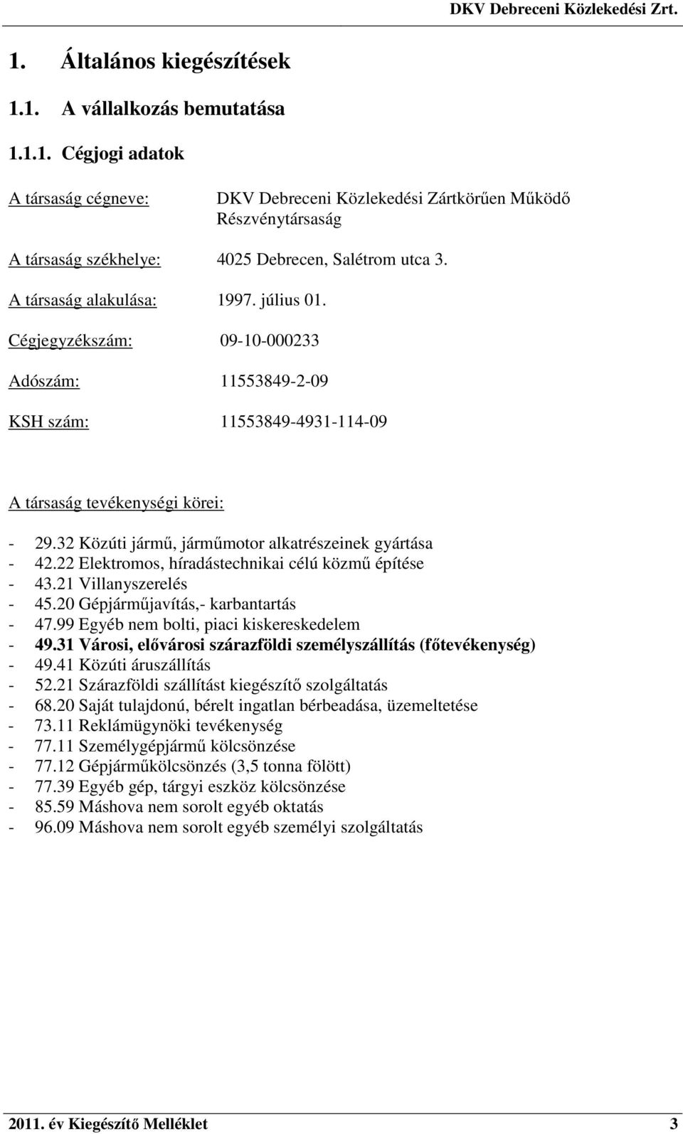 32 Közúti jármű, járműmotor alkatrészeinek gyártása - 42.22 Elektromos, híradástechnikai célú közmű építése - 43.21 Villanyszerelés - 45.20 Gépjárműjavítás,- karbantartás - 47.