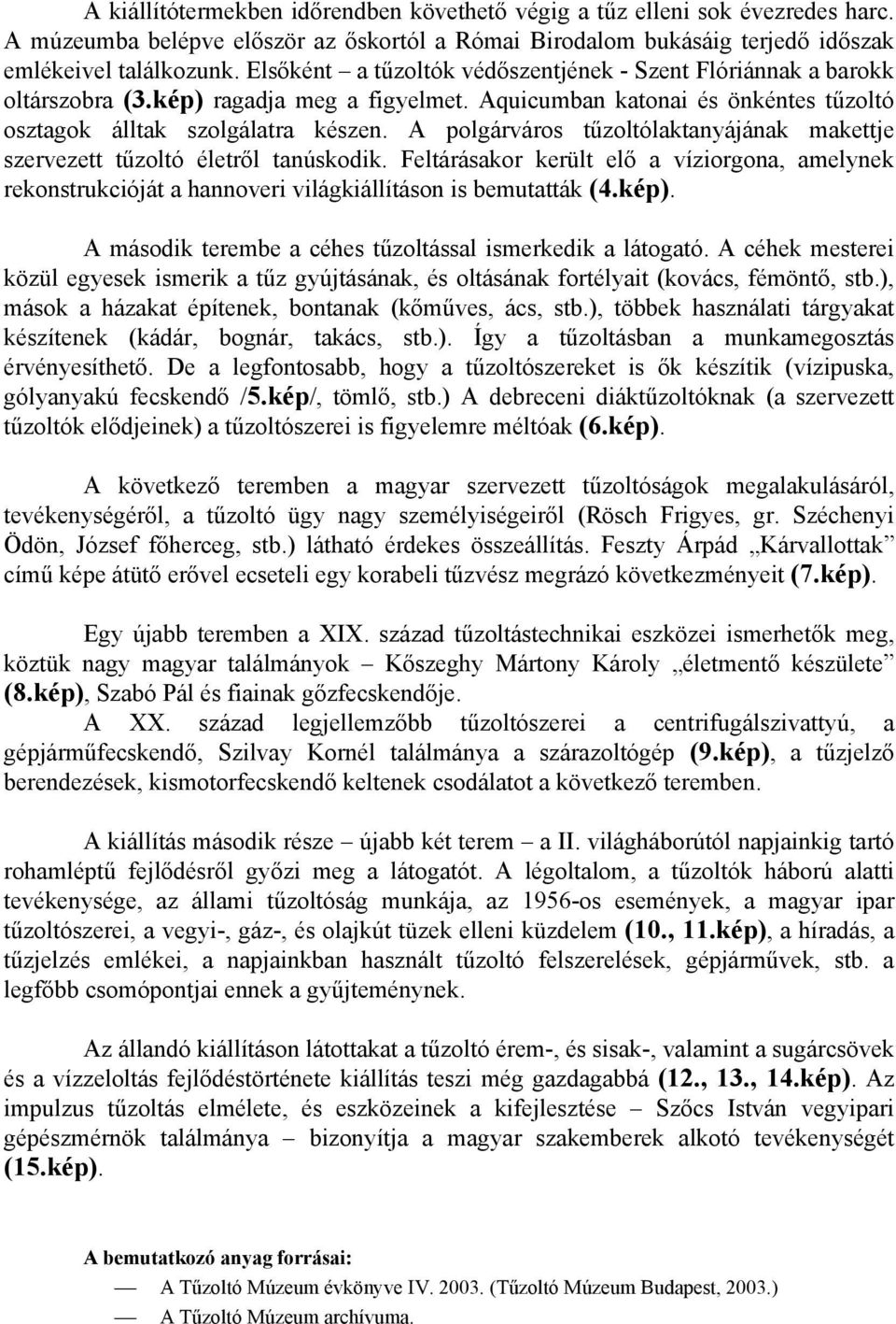 A polgárváros tűzoltólaktanyájának makettje szervezett tűzoltó életről tanúskodik. Feltárásakor került elő a víziorgona, amelynek rekonstrukcióját a hannoveri világkiállításon is bemutatták (4.kép).