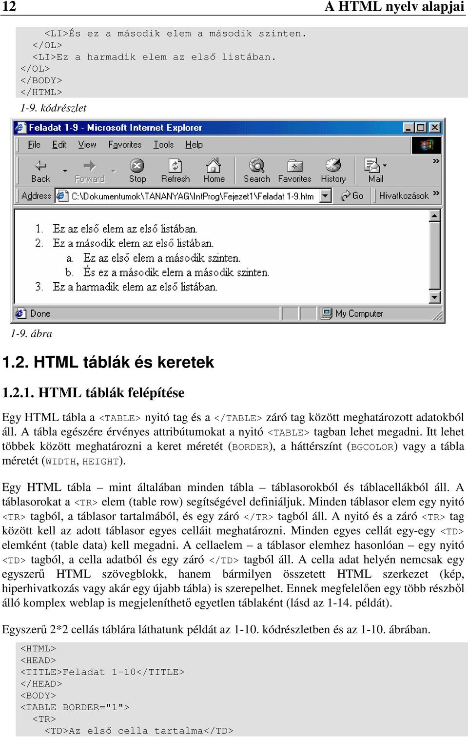 Itt lehet többek között meghatározni a keret méretét (BORDER), a háttérszínt (BGCOLOR) vagy a tábla méretét (WIDTH, HEIGHT).