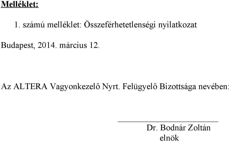 nyilatkozat Budapest, 2014. március 12.