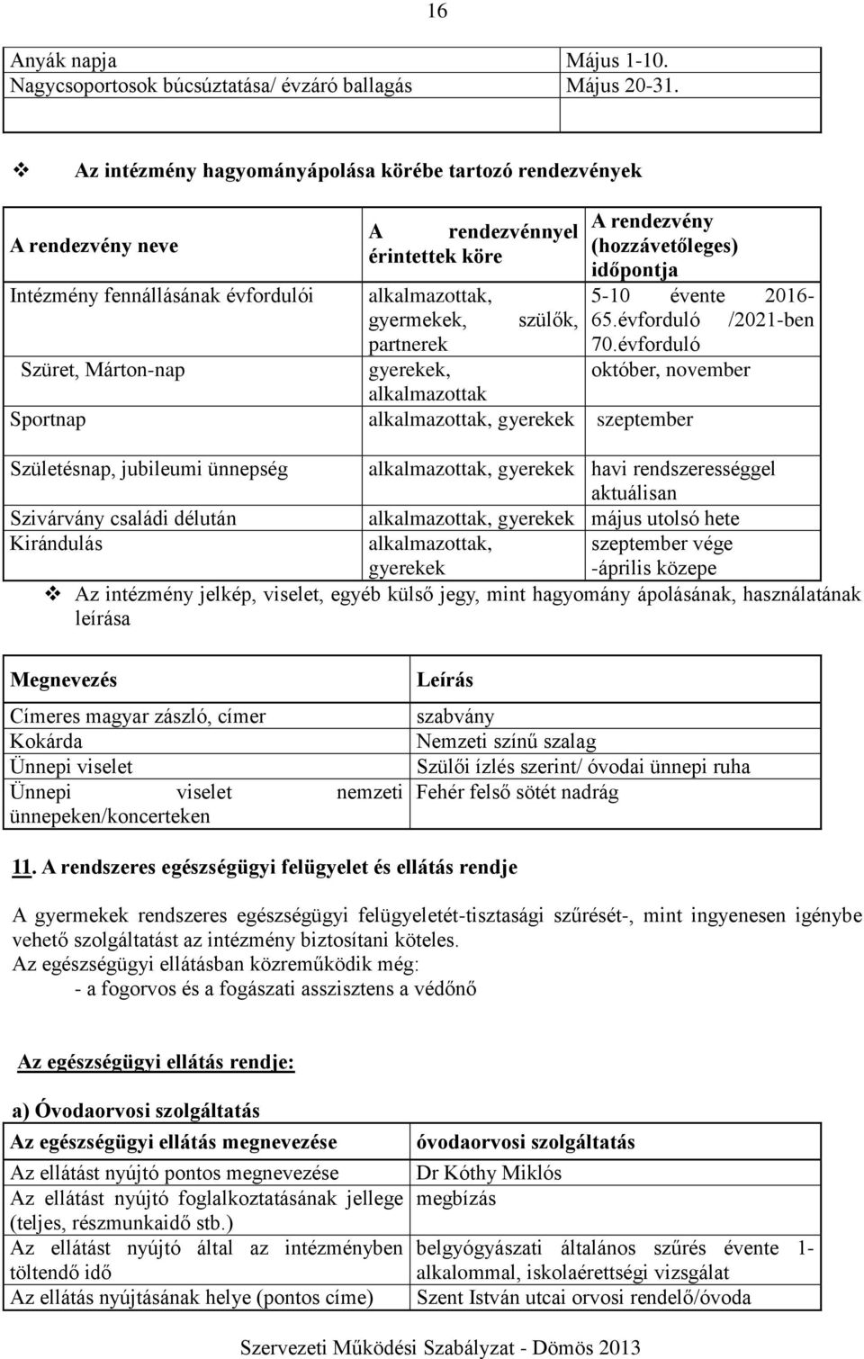 Márton-nap gyerekek, alkalmazottak Sportnap alkalmazottak, gyerekek szeptember A rendezvény (hozzávetőleges) időpontja 5-10 évente 2016-65.évforduló /2021-ben 70.