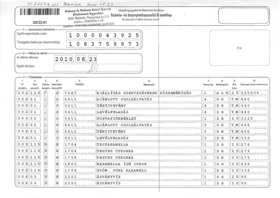 Tétel azonosító 5 l L,,5 5 5 5 5 o O e o - Költség- kategóra tp E [B] II III Bakony és Balaton Kelet Kapuja ntegrált Igazgatás és Ellenőrzés Ren II Hl Közhasznú Egyesület ^ ^^ ^ bjzony atös(szesítő E