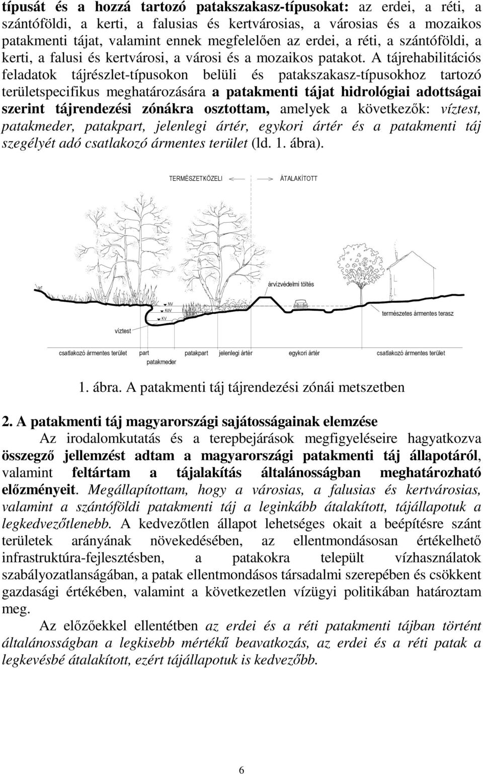 A tájrehabilitációs feladatok tájrészlet-típusokon belüli és patakszakasz-típusokhoz tartozó területspecifikus meghatározására a patakmenti tájat hidrológiai adottságai szerint tájrendezési zónákra