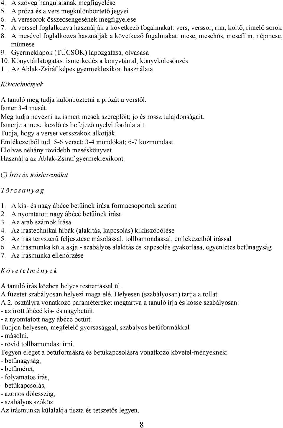 Gyermeklapok (TÜCSÖK) lapozgatása, olvasása 10. Könyvtárlátogatás: ismerkedés a könyvtárral, könyvkölcsönzés 11.