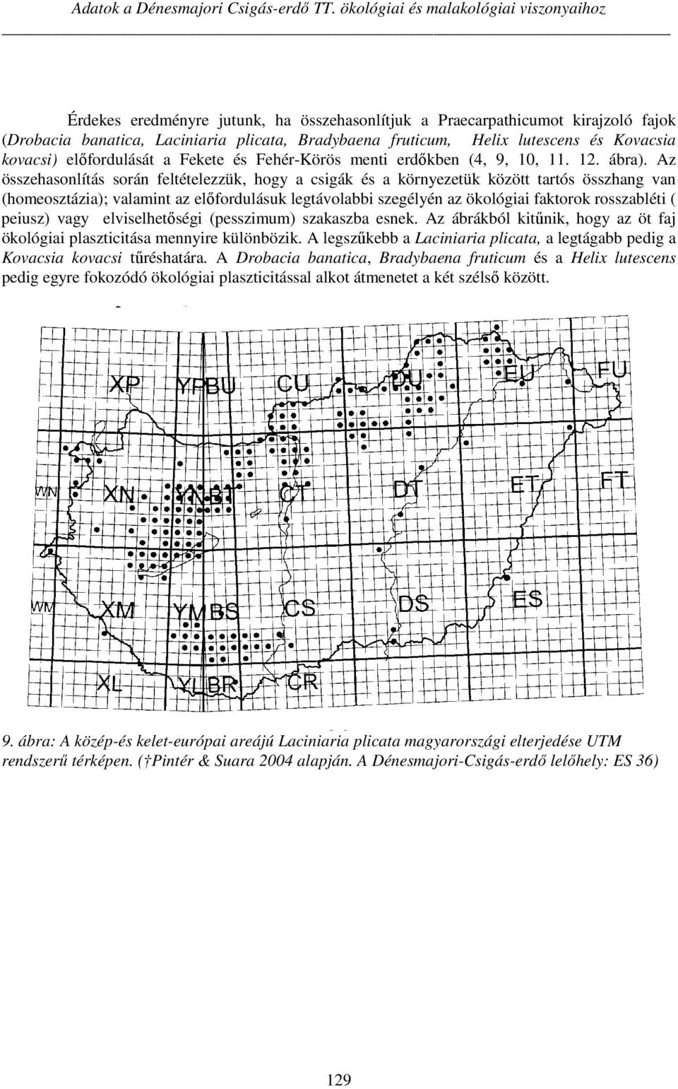 és Kovacsia kovacsi) előfordulását a Fekete és Fehér-Körös menti erdőkben (4, 9, 10, 11. 12. ábra).