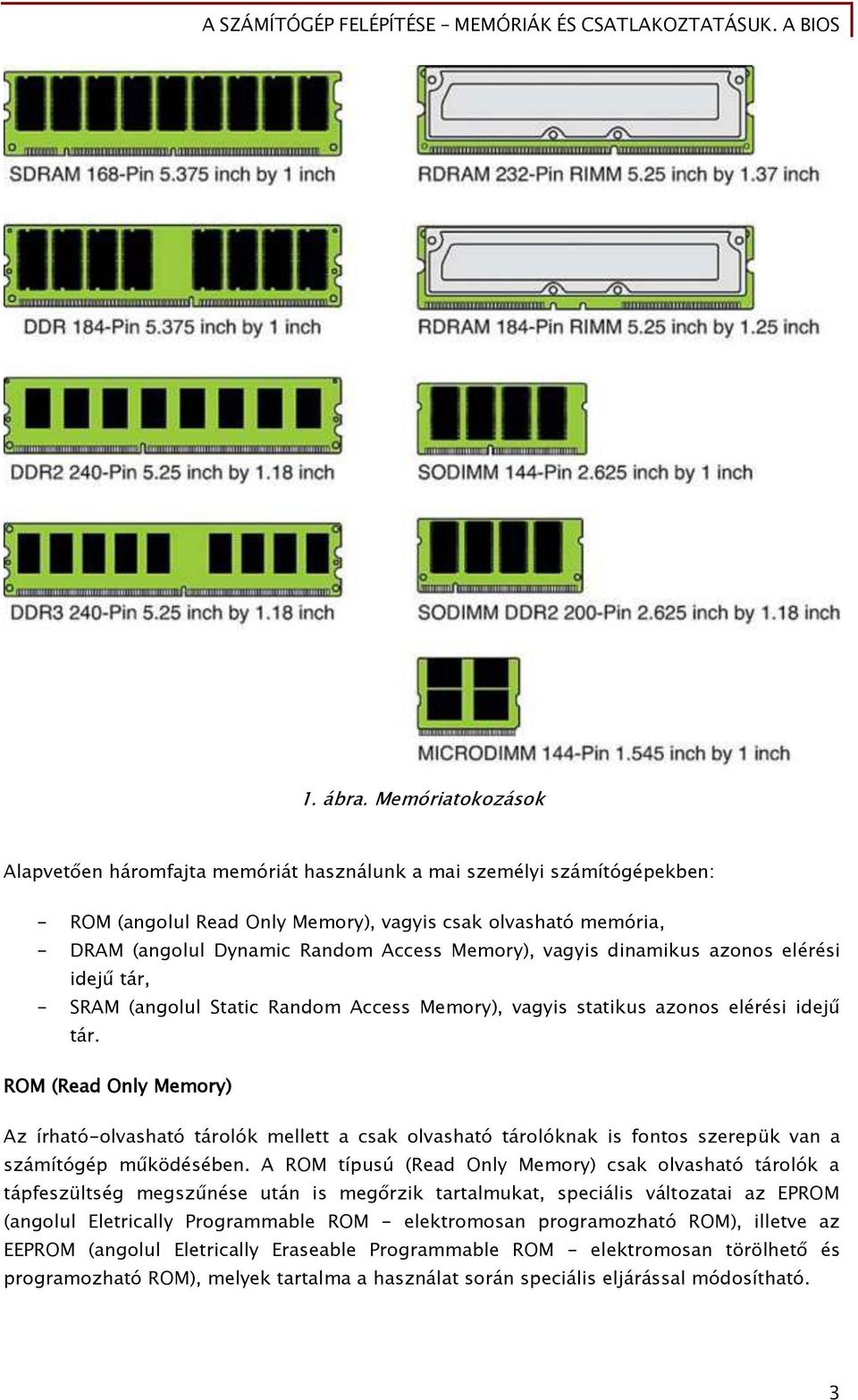 Memory), vagyis dinamikus azonos elérési idejű tár, - SRAM (angolul Static Random Access Memory), vaőyis statikus azonos elérési idejű tár.