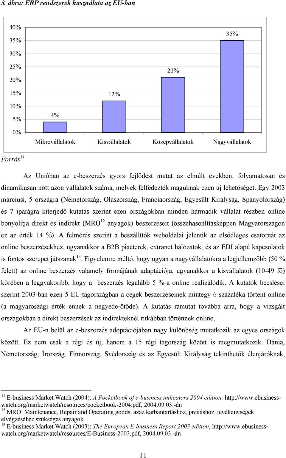 Egy 2003 márciusi, 5 országra (Németország, Olaszország, Franciaország, Egyesült Királyság, Spanyolország) és 7 iparágra kiterjedő kutatás szerint ezen országokban minden harmadik vállalat részben