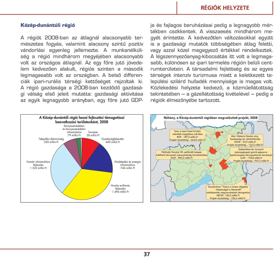 A belsô differenciák ipari-rurális térségi kettôséget rajzoltak ki.