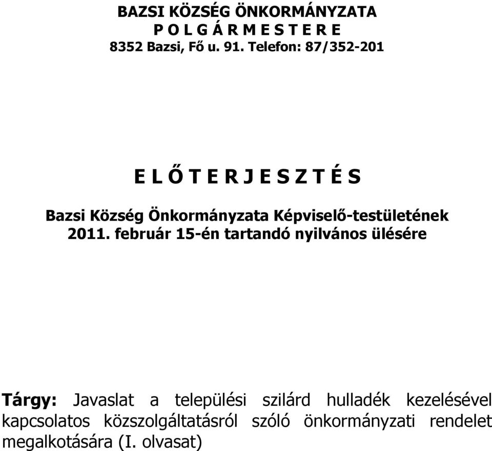 Képviselő-testületének 2011.