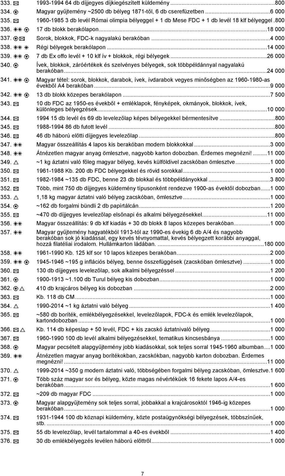 Régi bélyegek berakólapon...14 000 339. 7 db Ex offo levél + 10 klf ív + blokkok, régi bélyegek...26 000 340. Ívek, blokkok, záróértékek és szelvényes bélyegek, sok többpéldánnyal nagyalakú berakóban.