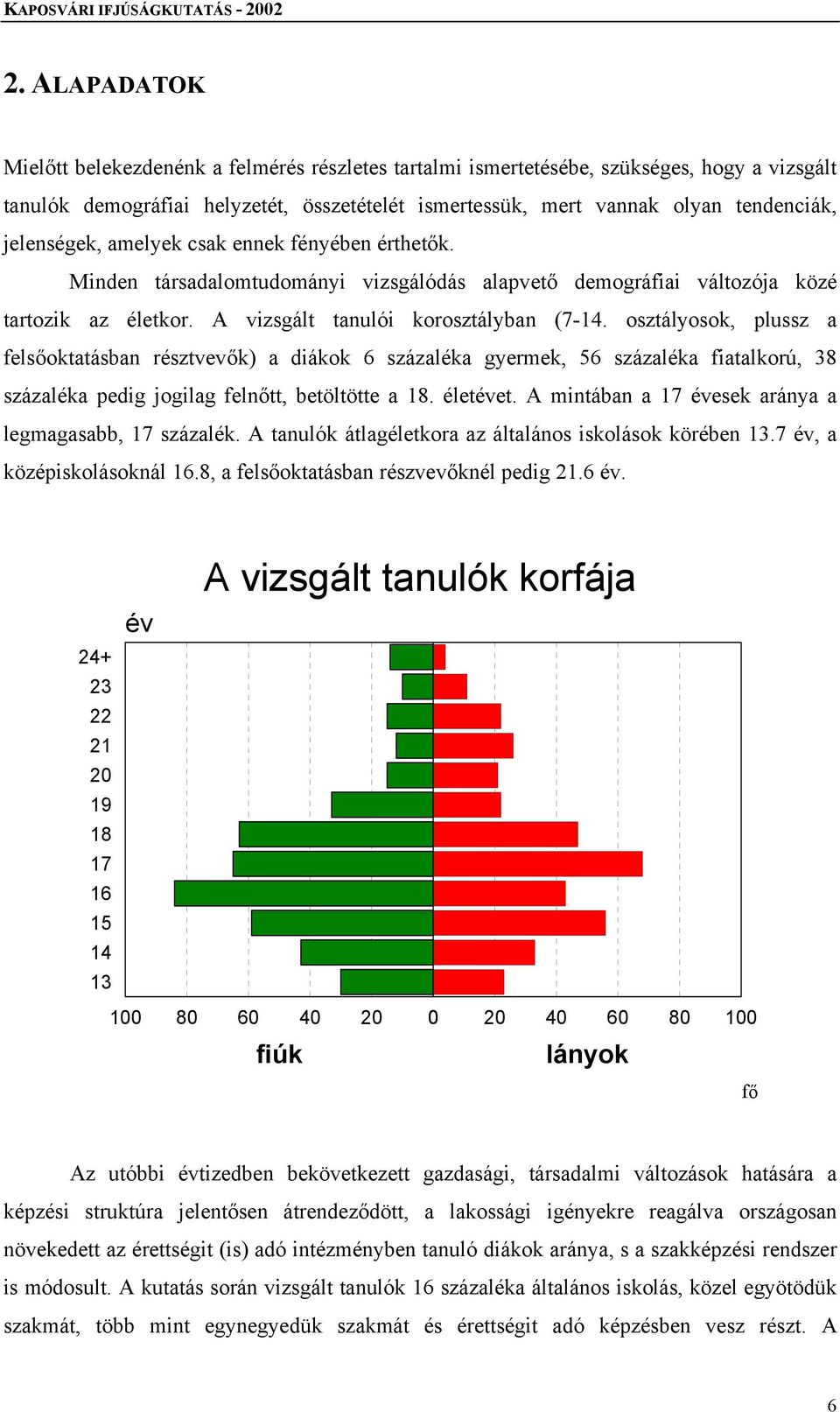 osztályosok, plussz a felsőoktatásban résztvevők) a diákok 6 százaléka gyermek, 56 százaléka fiatalkorú, 38 százaléka pedig jogilag felnőtt, betöltötte a 18. életévet.