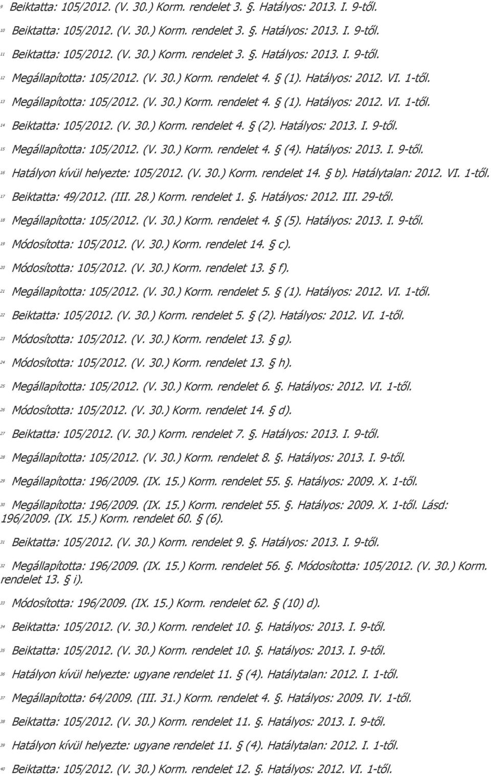 Hatályos: 2013. I. 9-től. 15 Megállapította: 105/2012. (V. 30.) Korm. rendelet 4. (4). Hatályos: 2013. I. 9-től. 16 Hatályon kívül helyezte: 105/2012. (V. 30.) Korm. rendelet 14. b).