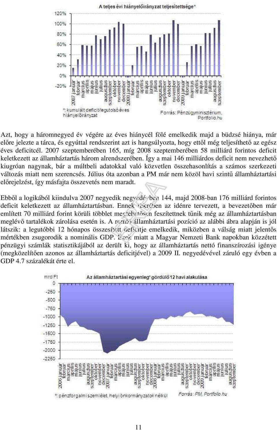 Így a mai 146 milliárdos deficit nem nevezhetı kiugróan nagynak, bár a múltbeli adatokkal való közvetlen összehasonlítás a számos szerkezeti változás miatt nem szerencsés.