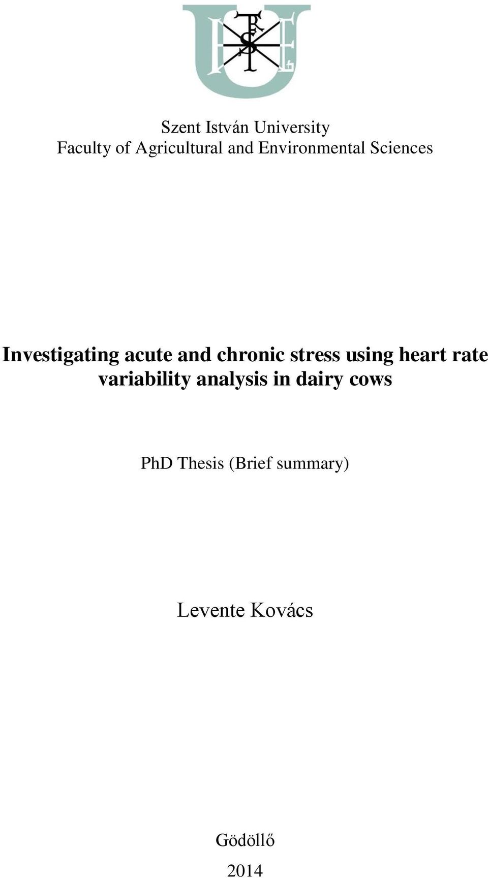 stress using heart rate variability analysis in dairy