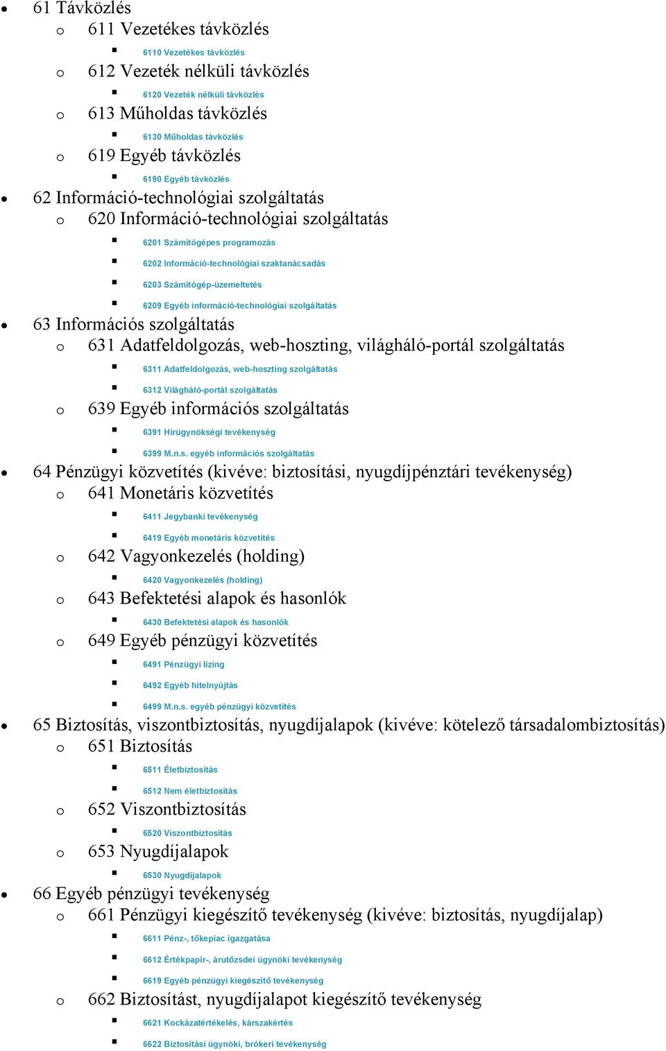 infrmáció-technlógiai szlgáltatás 63 Infrmációs szlgáltatás 631 Adatfeldlgzás, web-hszting, világháló-prtál szlgáltatás 6311 Adatfeldlgzás, web-hszting szlgáltatás 6312 Világháló-prtál szlgáltatás