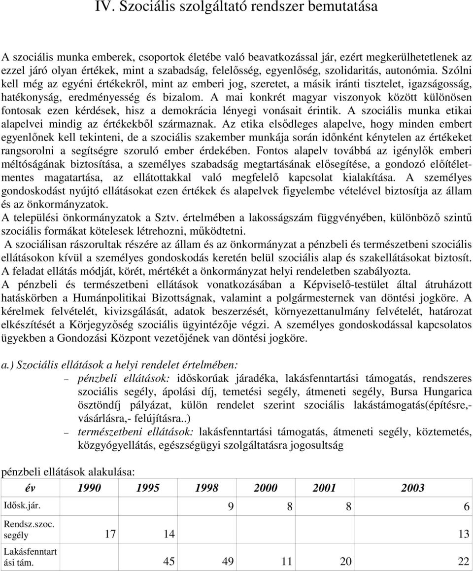 A mai konkrét magyar viszonyok között különösen fontosak ezen kérdések, hisz a demokrácia lényegi vonásait érintik. A szociális munka etikai alapelvei mindig az értékekbıl származnak.