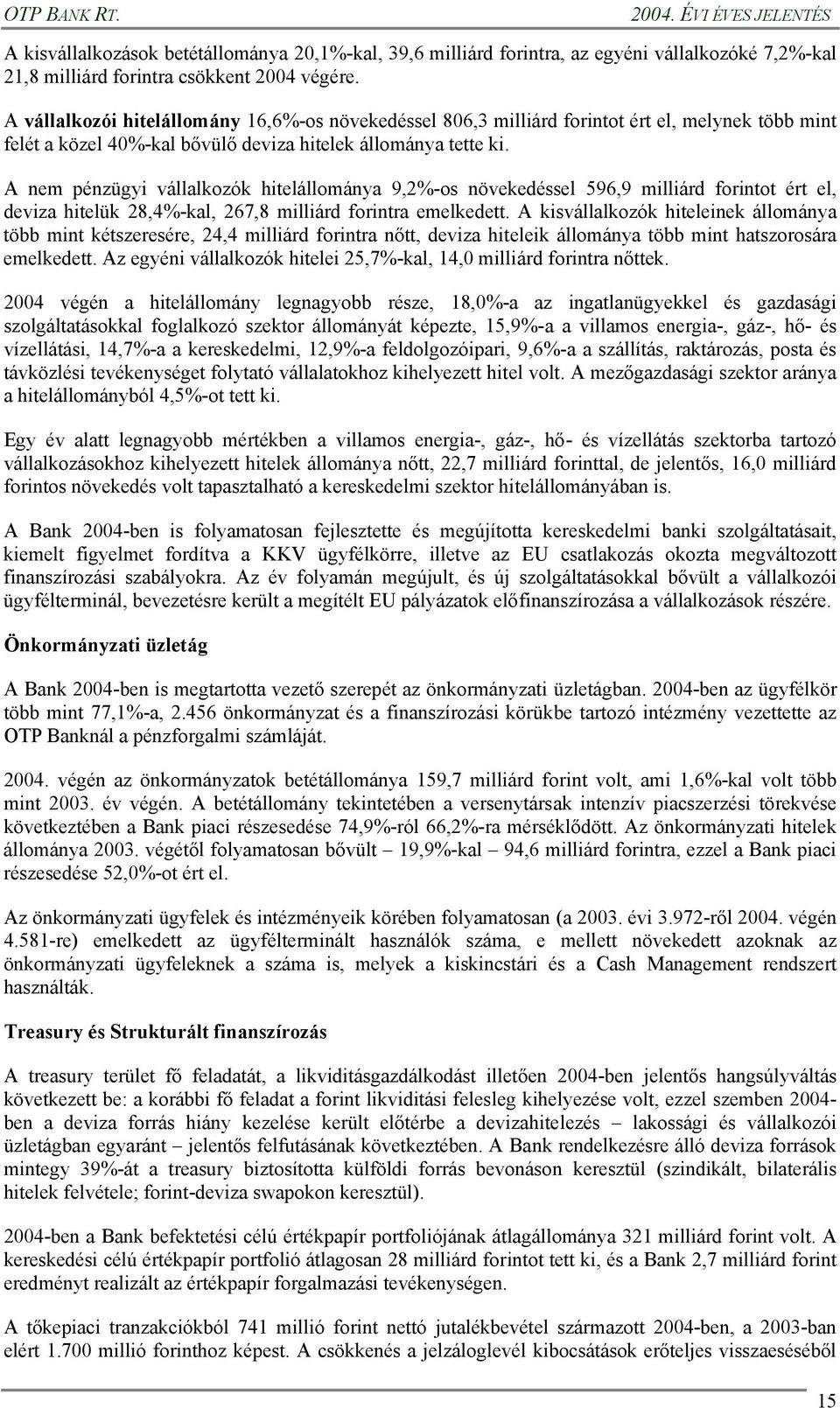 A nem pénzügyi vállalkozók hitelállománya 9,2%-os növekedéssel 596,9 milliárd forintot ért el, deviza hitelük 28,4%-kal, 267,8 milliárd forintra emelkedett.