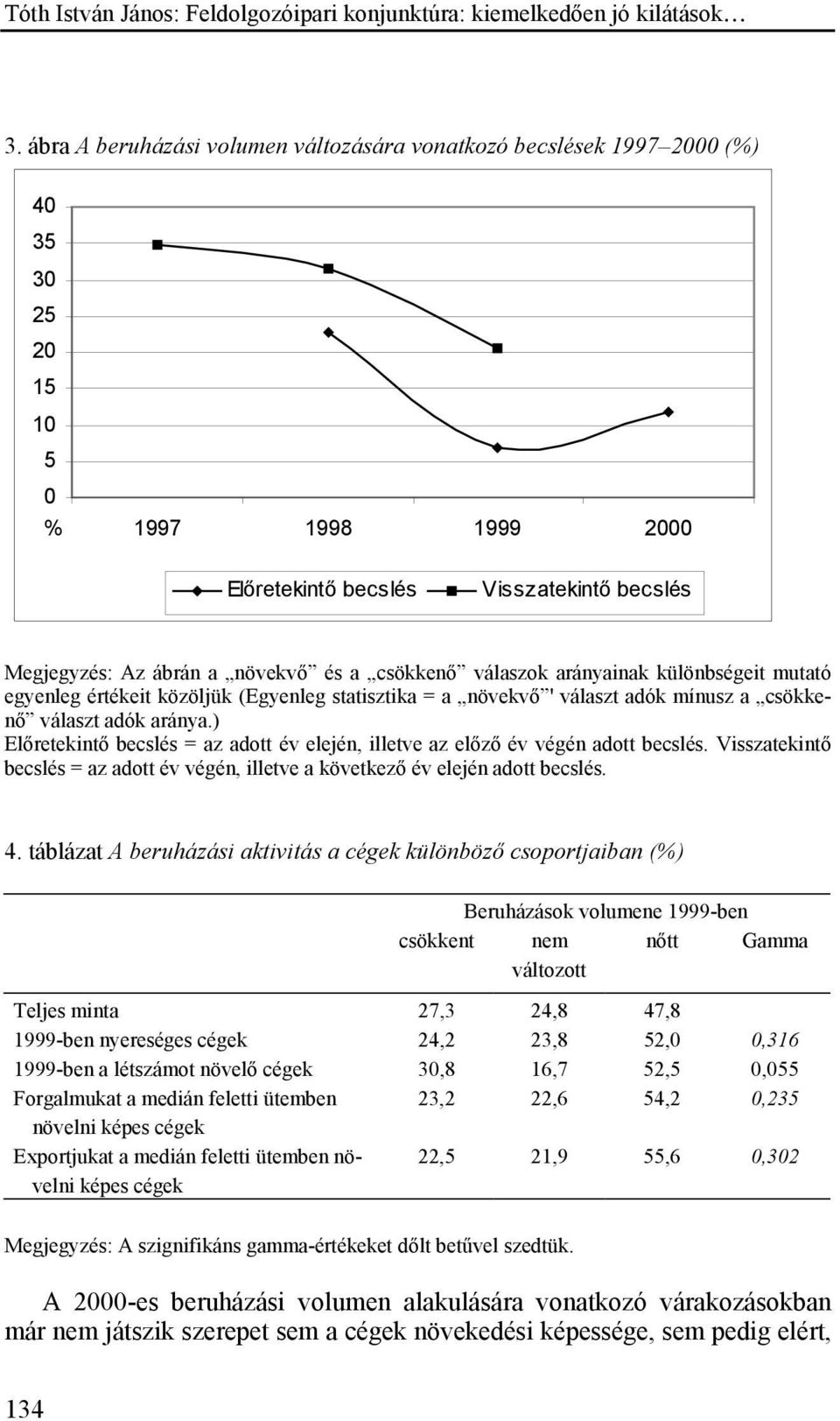 ) Előretekintő becslés = az adott év elején, illetve az előző év végén adott becslés. Visszatekintő becslés = az adott év végén, illetve a következő év elején adott becslés. 4.