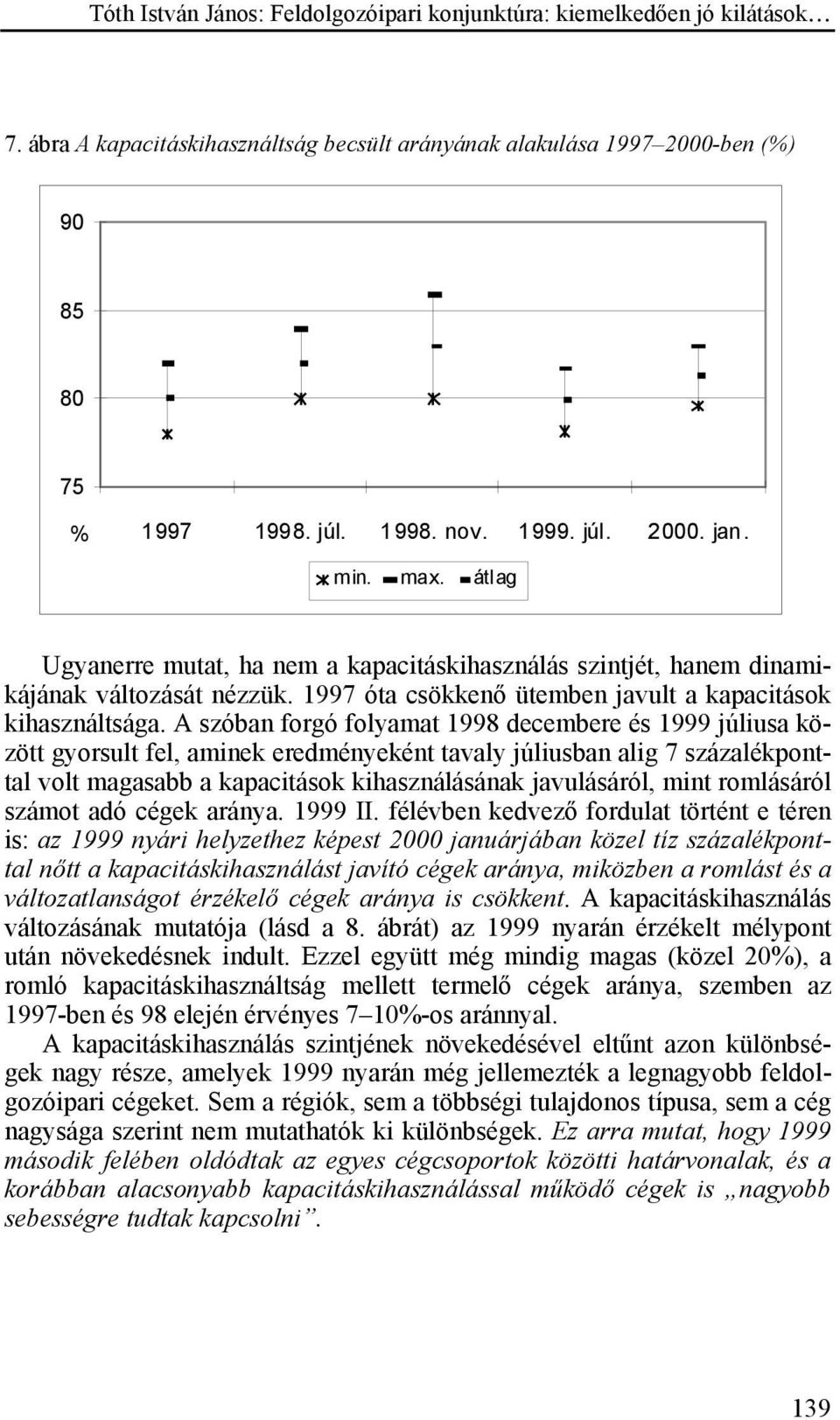 A szóban forgó folyamat 1998 decembere és 1999 júliusa között gyorsult fel, aminek eredményeként tavaly júliusban alig 7 százalékponttal volt magasabb a kapacitások kihasználásának javulásáról, mint