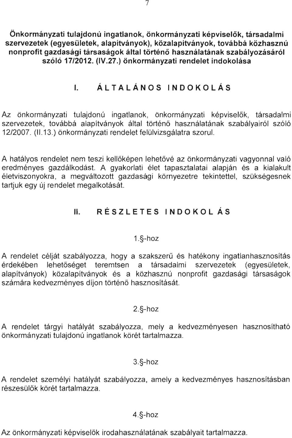 ) önkormányzati rendelet indokolása I.