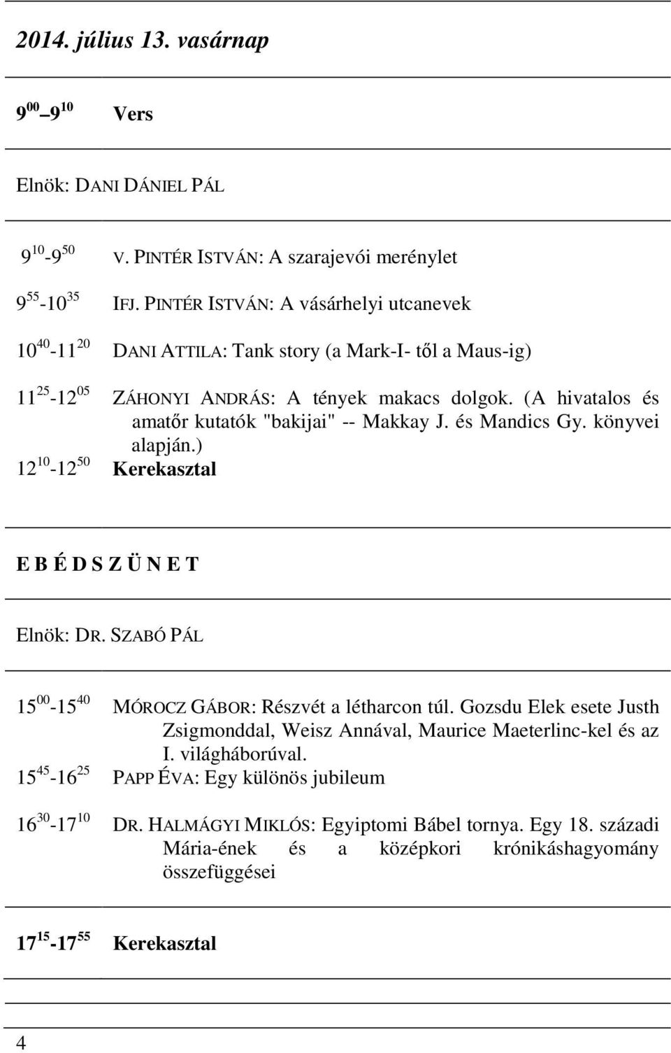 (A hivatalos és amatőr kutatók "bakijai" -- Makkay J. és Mandics Gy. könyvei alapján.) Kerekasztal Elnök: DR. SZABÓ PÁL MÓROCZ GÁBOR: Részvét a létharcon túl.