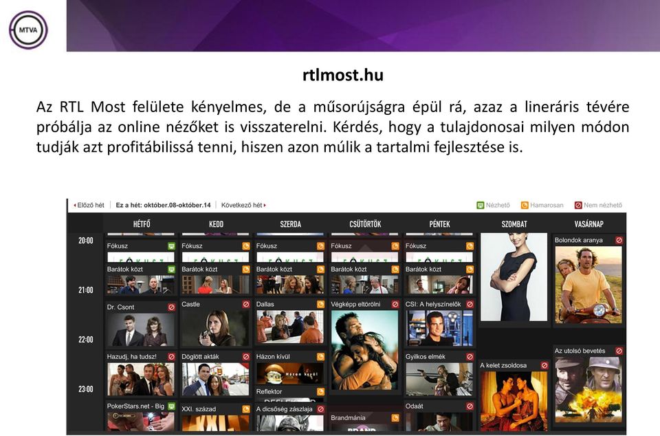 azaz a lineráris tévére próbálja az online nézőket is