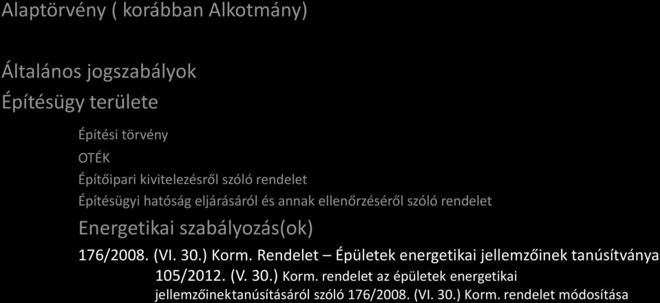 ) Korm. Rendelet Épületek energetikai jellemzőinek tanúsítványa 105/2012. (V. 30.) Korm. rendelet az épületek energetikai jellemzőinek tanúsításáról szóló 176/2008.
