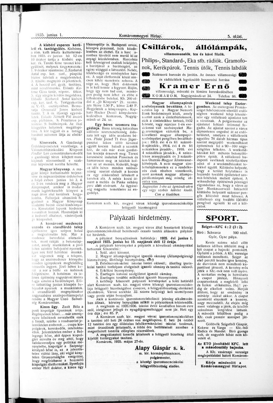 , püspöki biztos üdvözli megjelenteket. 3. t l n ö k i megnyitó és j e l e n t é s e k. 4. beszéd é r t. g y k. t n í t á s, m i n t n e v e l ő m u n k. E l ő d ó K ton G é z tnár, n é p m v. titkár.