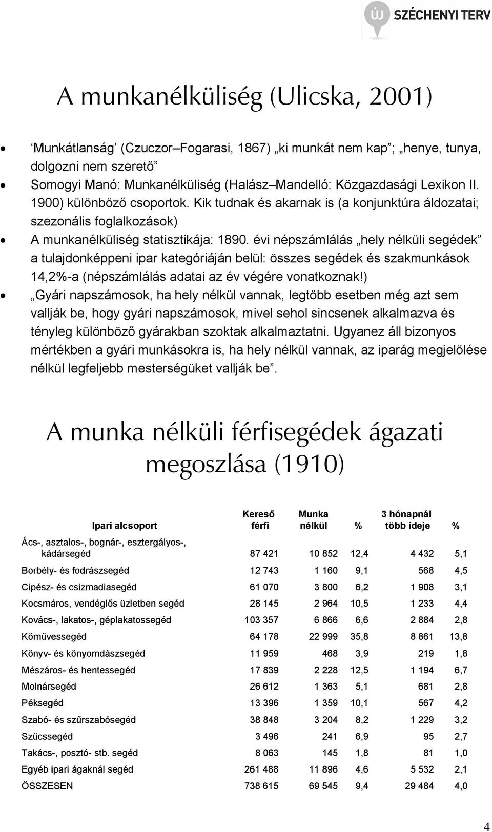 évi népszámlálás hely nélküli segédek a tulajdonképpeni ipar kategóriáján belül: összes segédek és szakmunkások 14,2%-a (népszámlálás adatai az év végére vonatkoznak!